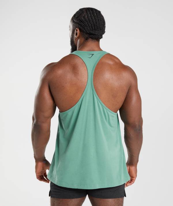 Panske Tielko Gymshark Power Stringer Tmavo Zelene Zelene | UI1843956
